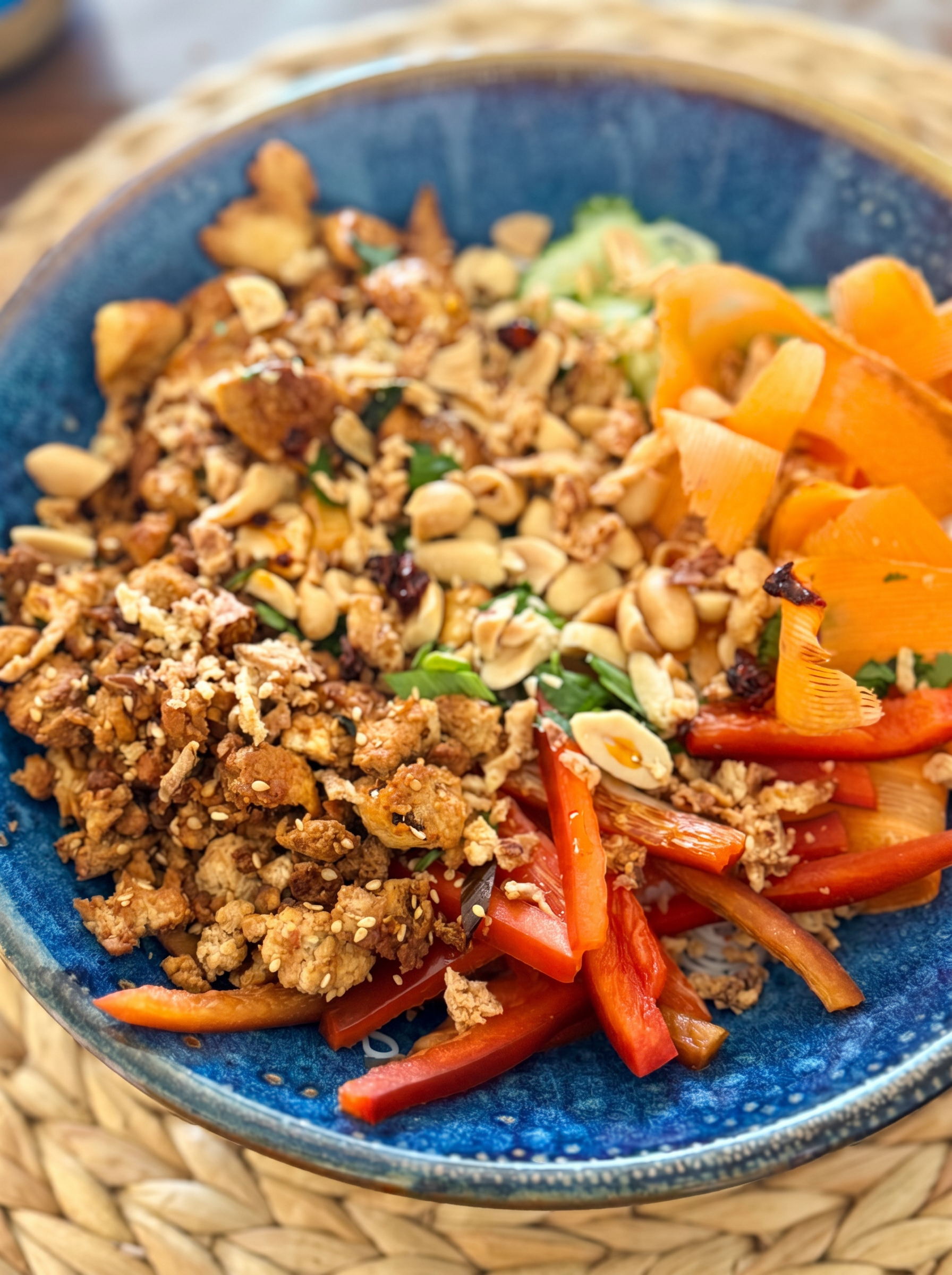 Asian-inspired bowl with peanuts
